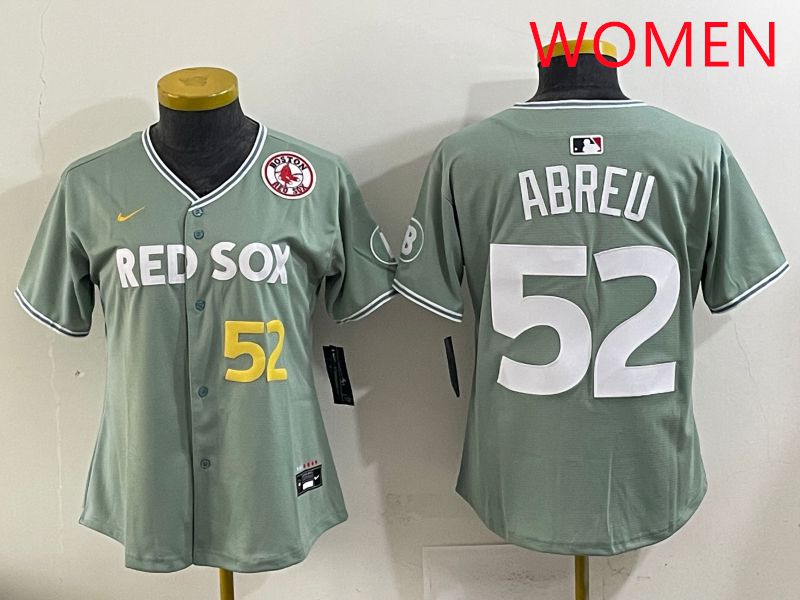 Women 2025 Boston Red Sox #52 Abreu Green Joint Name Nike MLB Jersey style 6